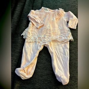 Biscotti lace overlay one piece 3 months